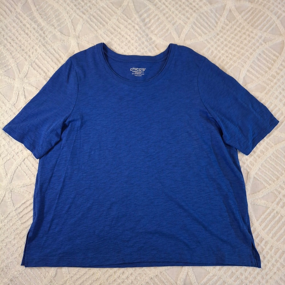 Chicos 4 Womens XXL Royal Blue Short Sleeve T-Shirt Top Cotton Modal Blend - Picture 1 of 6